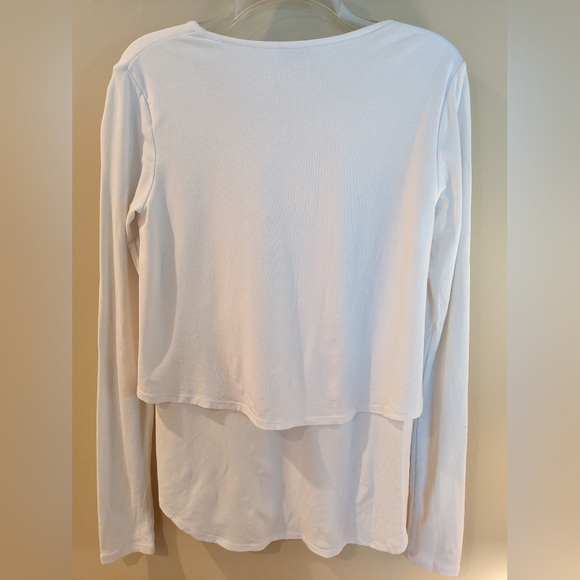 Made in USA, THEORY, Scoop neck Long sleeve, Cream, SOFT flowy 2-tiered,Sz S/P - Picture 3 of 4